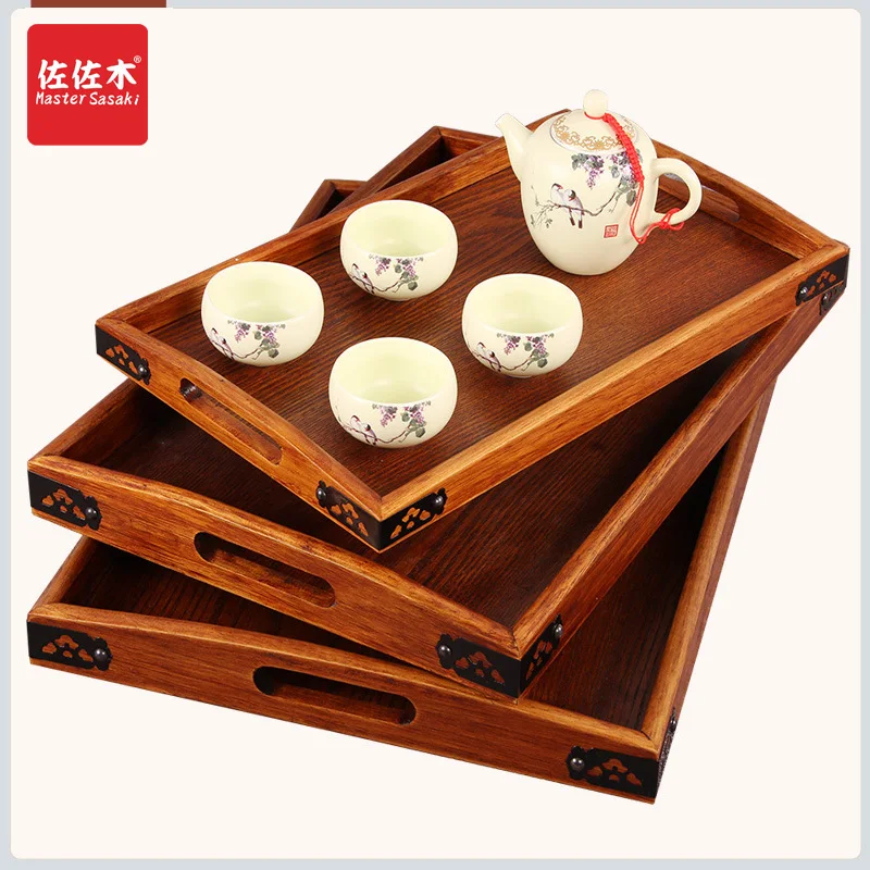 Rectangular tray wood snack tray European cup holder teaboard factory