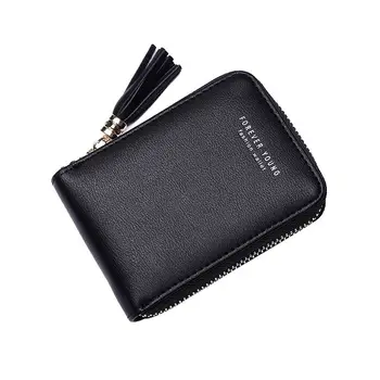 

Fashion New Arrival Ladies Zipper Business Solid Card Bag Tassel Wallet Rfid Card Package Wallet Women portefeuille femme