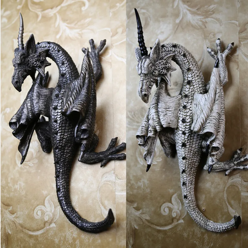 Retro Resin Wall Hanging Dragon Decoration Evil Four Feet Retro Resin Wall Hanging Dragon Decoration Evil Four Feet Ornaments Black White Single Angle Home Decor In Wind Chimes