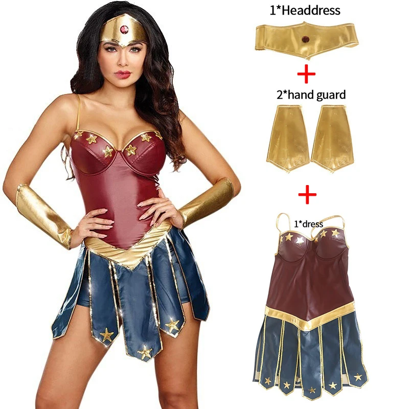 Wonder Woman костюмы для женщин Супергерой из Лиги Справедливости костюм на Хэллоуин