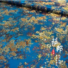 Озеро золотые цветы атласная ткань имитировать шелк парча ткань дамасский жаккард одежда костюм обивка мебели tissu 72*50 см