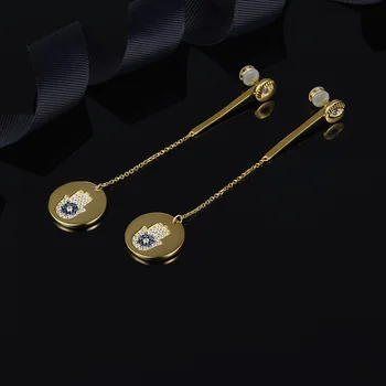 

INS-APM golden lucky palm long earrings temperament new women's jewelry personality Baitao earline