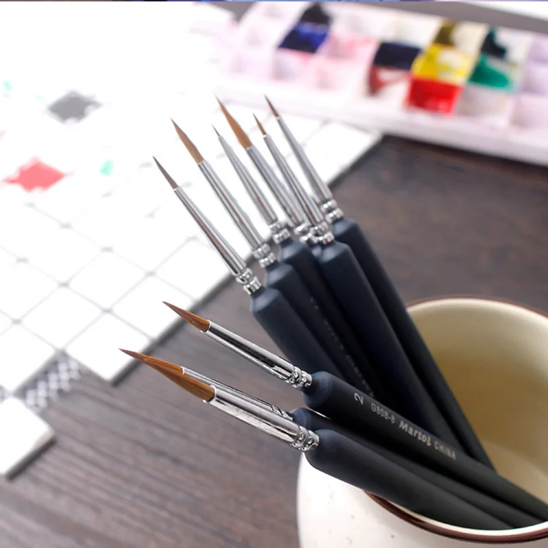 10 Pcs/set Hook Line Fine Paint Brush Set Watercolor Brush Pen Artist Gouche Brushes for Acrylic Oil Painting Art Supplies