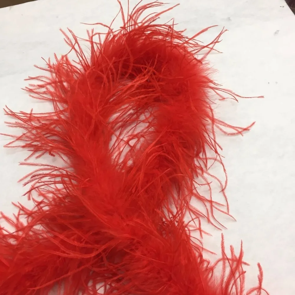 6 yards Red color ostrich feather boa 2 yard/pc Marabou Feather Boa