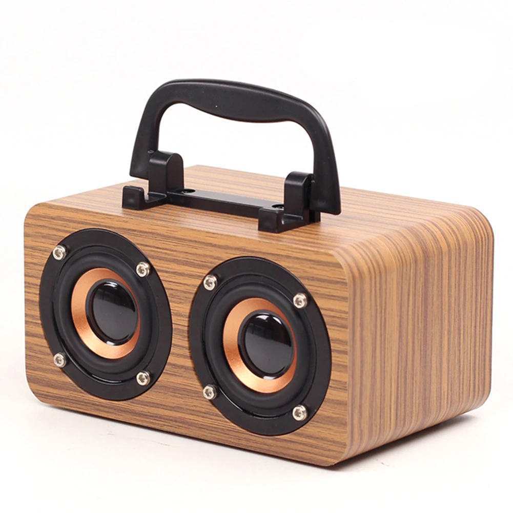 

Portable Wood Wireless Bluetooth Speaker with Handle Dual Loudspeaker 1200mAh USB Charging Speaker