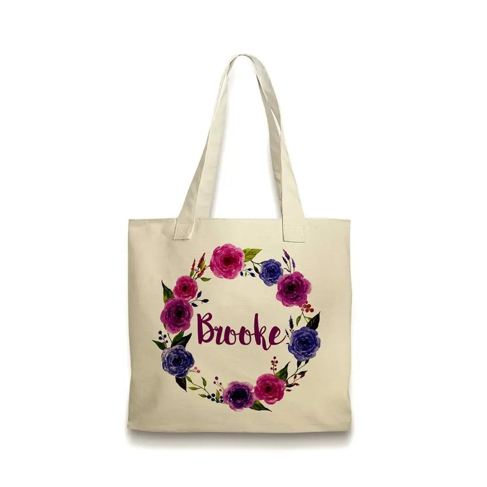 

Custom 3pcs logo cotton hen party gifts bag personalized maid of honor of maid bridesmaid proposal shoulder tote gift bags
