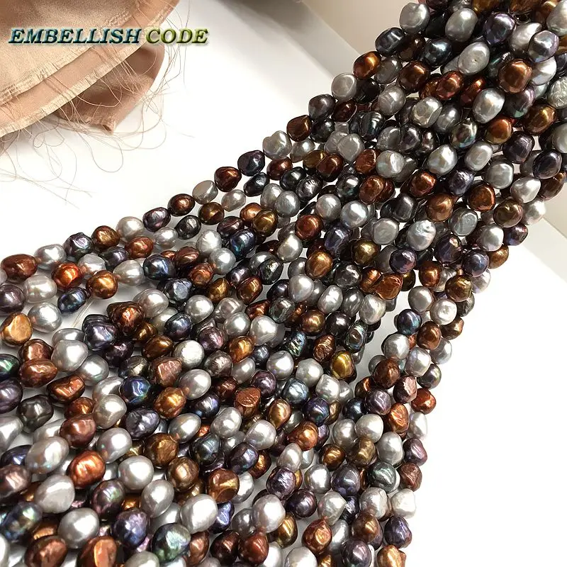 selling well Stunning Hong Kong peacock brown gray color pearls semi baroque natural freshwater pearl necklace Colourful girl