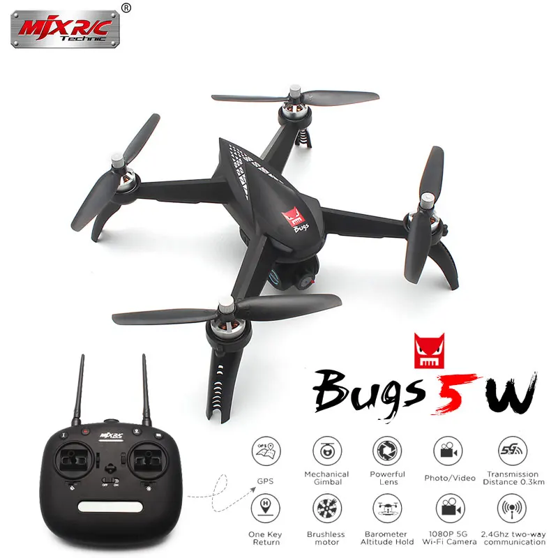 

Professional Drone MJX Bugs 5W 5 W GPS Brushless Quadcopter with 1080P Wifi FPV Camera Auto Return RC Helicopter Vs Hubsan H501S