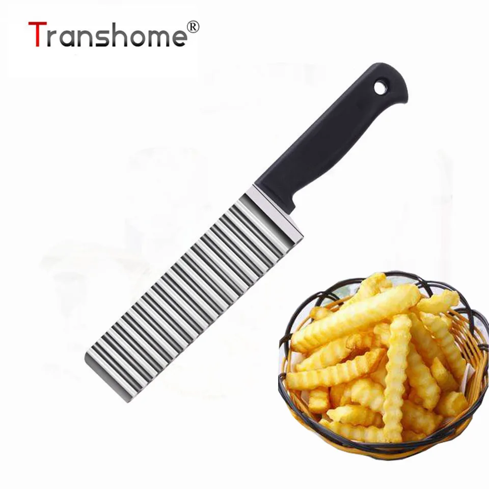 Transhome Stainless Steel Potato French Fry Cutter Serrated Blade