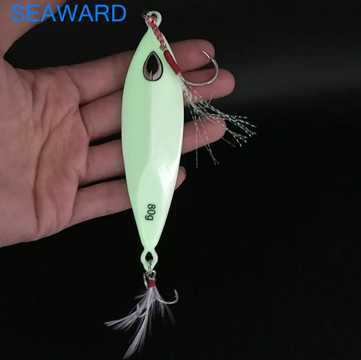 

SEAWARD FishingLures 80G with hook slow jig offshore angling Metal Lure Underwater luminescence Glow Lures