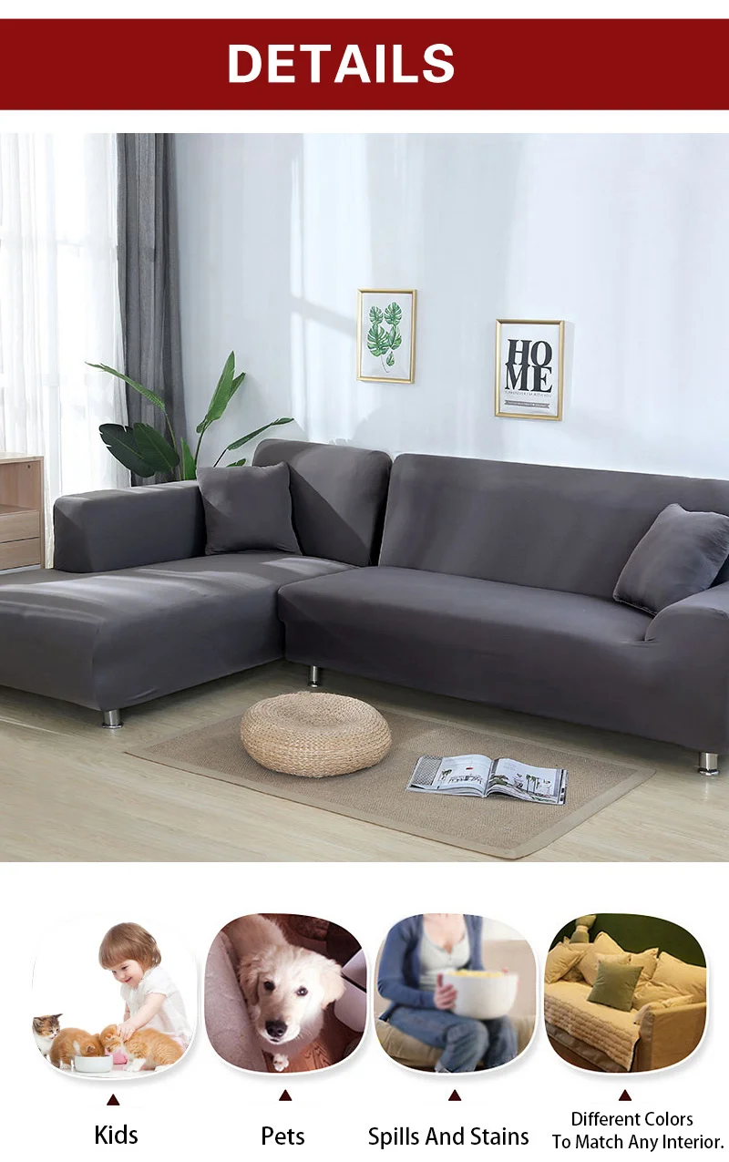 Grey Color Sofa Cover Stretch Elastic Sofa Covers For Living Room