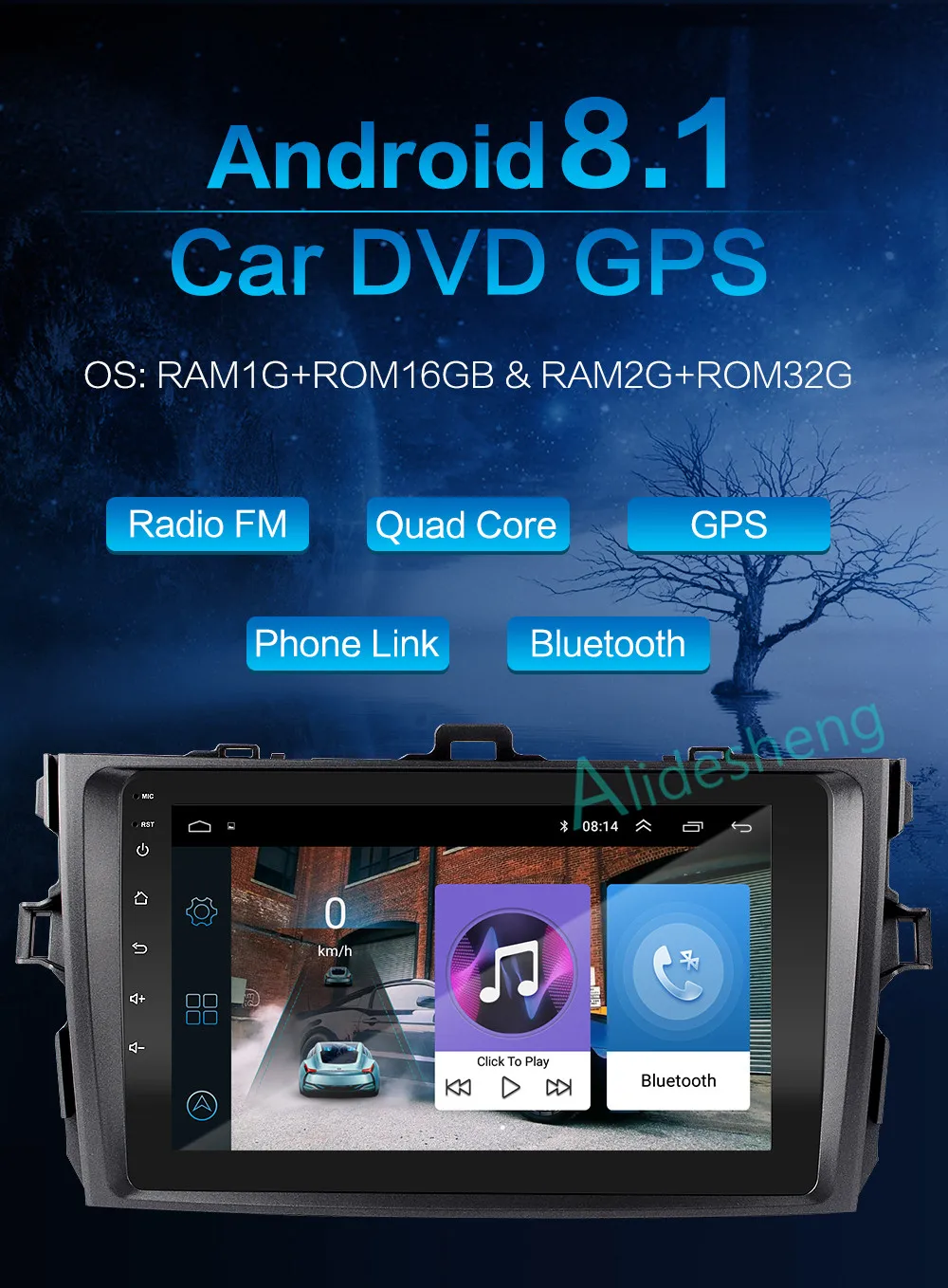 2 грамма+ 32grom 2.5D 2Din Android 8,1 GO автомобильный мультимедийный плеер gps для Защитные чехлы для сидений, сшитые специально для Toyota Corolla E140/150 2006 2007-2009 2010 2011 2012 Wi-Fi, BT