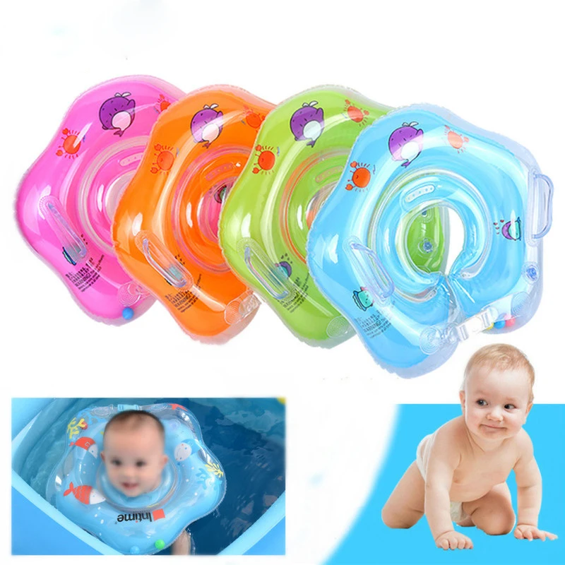 

New Arrival PVC Inflatable Baby Infant Kids Swimming Neck Float Ring Water Fun Newborn Bath Pool Beach Circle 4 Colors