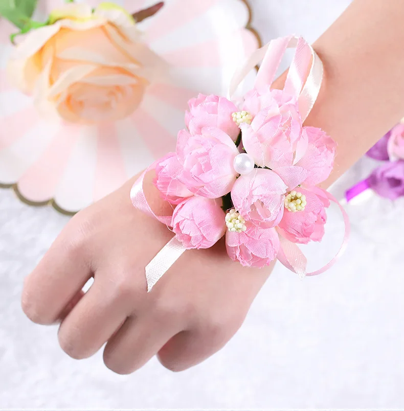 Wrist Corsage Bridesmaid Sisters Hand Flowers Artificial Bride Flowers for Wedding Dancing Party Decor Bridal Prom Wrist Corsage Bridesmaid Sisters Hand Flowers Artificial Bride Flowers for Wedding Dancing Party Decor Bridal Prom