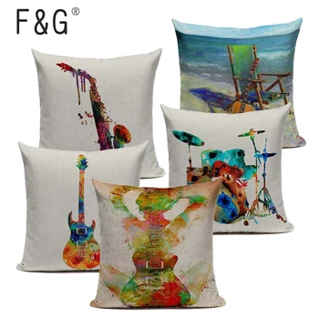 

Music Series Note Printed High Qulity Cotton Linen Decorative Black White Cushion Cover Pillow Case Car Seat 45*45cm Pillowcase