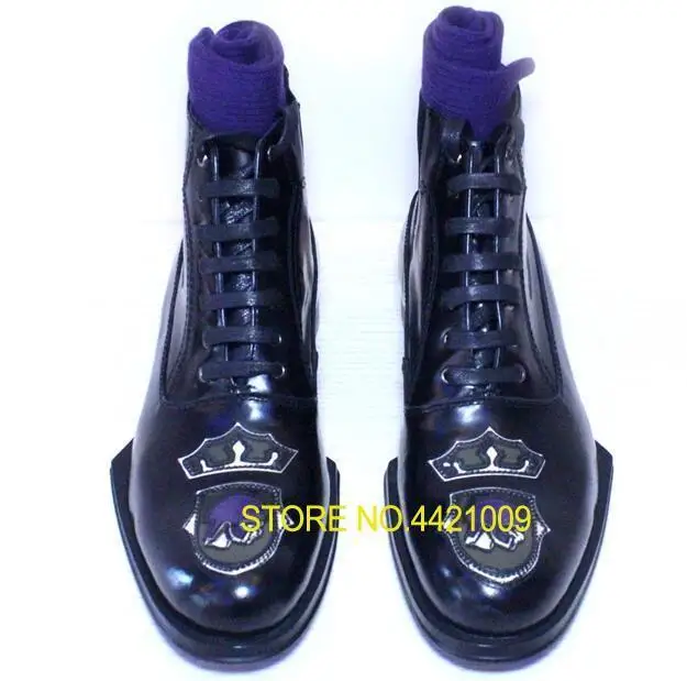 

Gentleman Lace-up Leather Boots European and American Street Fashion Elastic High-top Leather Embroidery Men's Boots