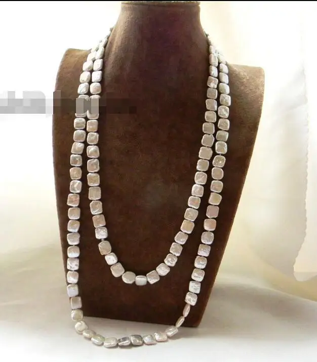 

Free Shipping >> 60'' 11mm White Square Freshwater Pearl Necklace