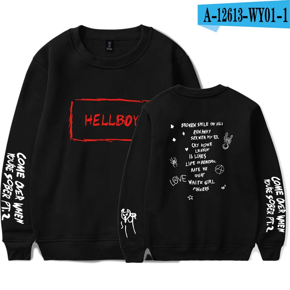 Rep Lil Peep Женская и мужская весенняя одежда новая горячая распродажа Harajuku монолитным длинным рукавом толстовки с принтом Kpops Толстовка Мода 4XL - Цвет: Бургундия