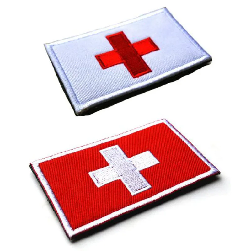 

Swiss Flag Badge Third-Dimensional Weaving Labels Personalized Armbands Embroidery Badge Design Custom