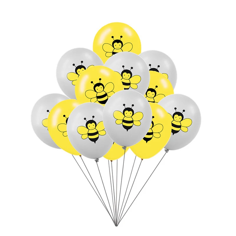 

12Inch Yellow Bee Latex Balloons Kids Birthday Decoration Black Yellow Dots Balloon Animal Birthday Party Supplies