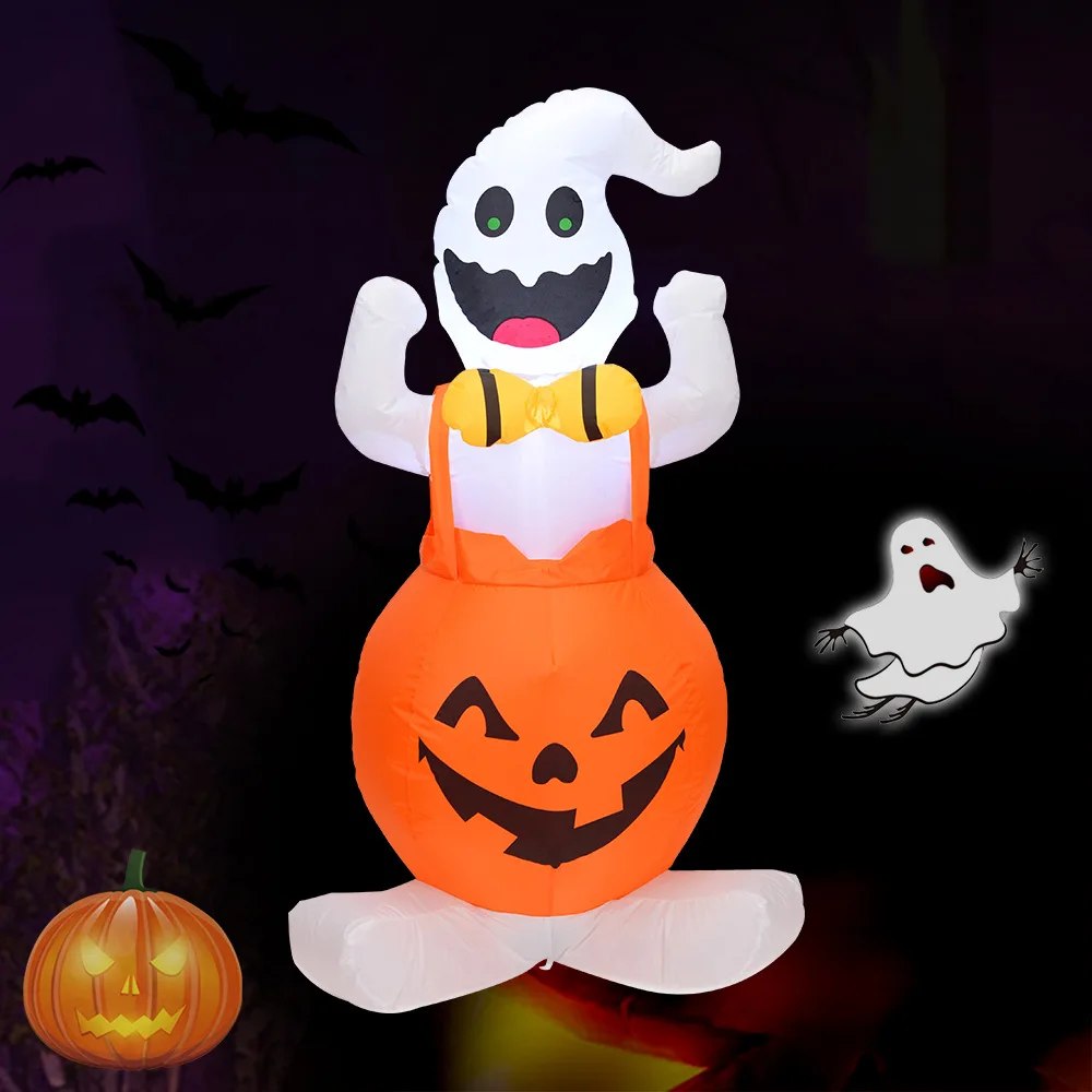

Halloween Party Inflatable Pumpkin Horror LED Light Ghost Garden Stand Halloween Party Supplies Decorations 1.2m high