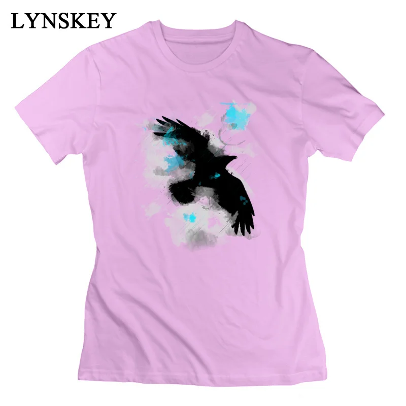 LYNSKEY Design Tops T Shirt New Design Round Neck Short Sleeve Blue Crow 100% Cotton Female T-Shirt Design Summer Autumn Clothing Shirt purple