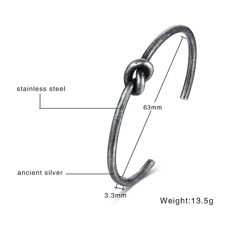 Мужской браслет с бантом из нержавеющей стали, античный серебряный цвет, крученый браслет с узлом, браслет унисекс, мужские ювелирные изделия, Pulseira Braslet - Окраска металла: Gray color