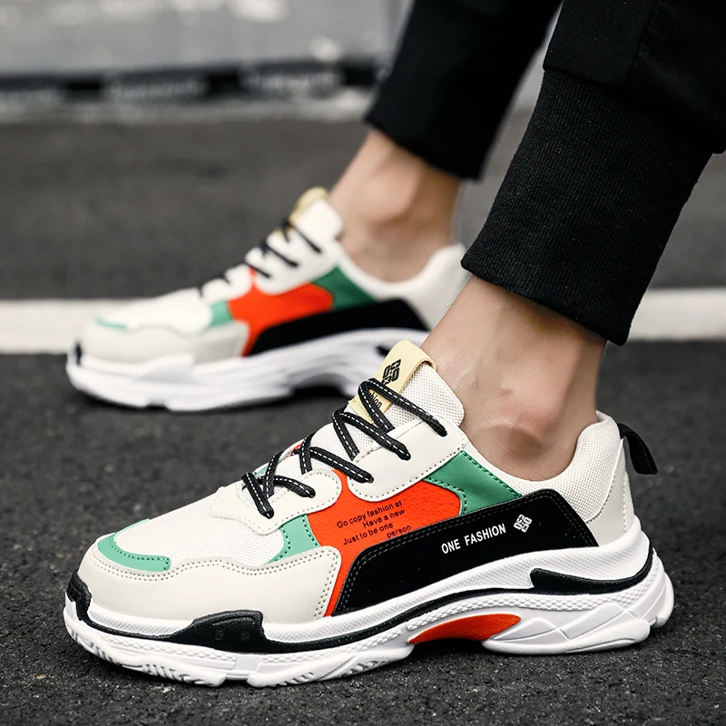 

Men running shoes Triple colorful comfortable sneakers for men street race sport shoes thick sole chunky platform walking shoes