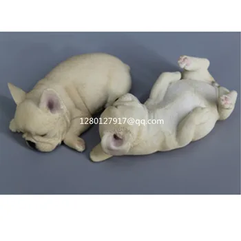 

2Pcs/set Cute Puppy Statue Simulation DOG French Bulldog Sleep Position Creative Resin Action Figure Toy Christmas Gift P1155