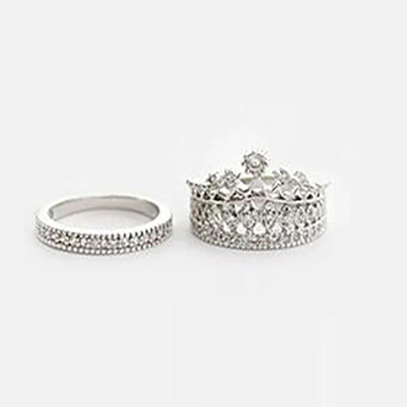 

Ring luxurious Fashion Two Pieces Micro inlay Zircon 1Pcs Crown