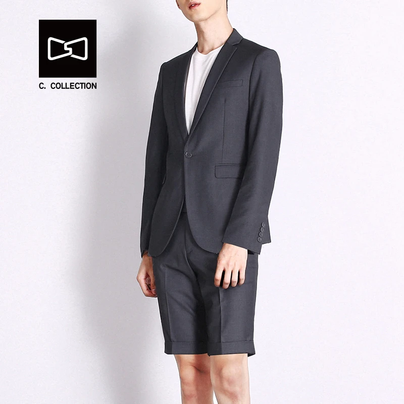 Men's Suit Jacket with Shorts Casual Male Blazer Wedding Groom Suit 2