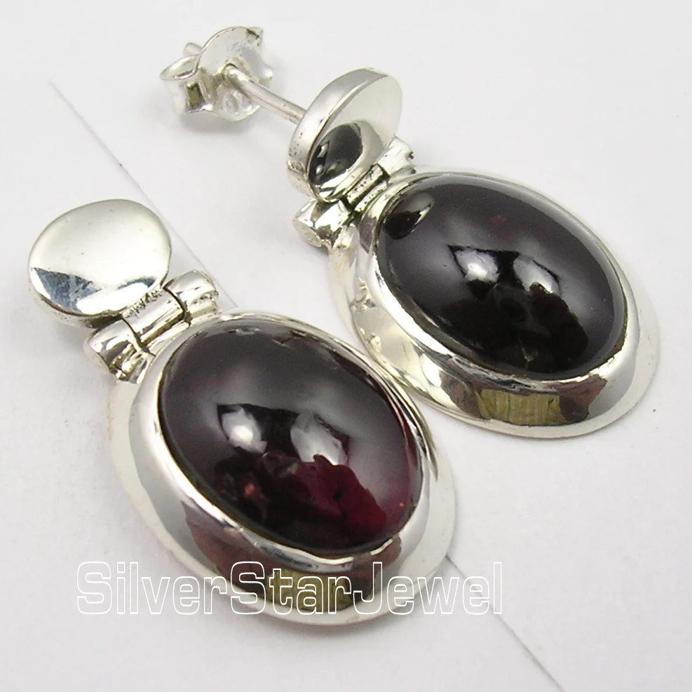 

Silver GARNET LARGE CHUNKY New s Earrings 2.6CM1 Pair of Earring