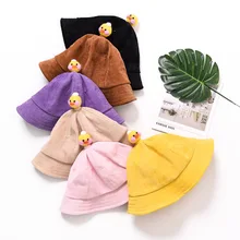 Осенне-зимняя новая детская Милая Вельветовая Рыбацкая шляпа с рисунком утки, теплая и удобная шапка для мальчиков и девочек