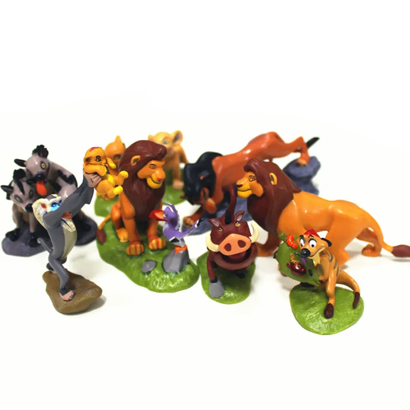 1 набор, Король Лев, фигурка, игрушки, Simba Mufasa Sarabi Taka/Scar Zazu Pumbaa Hyenas, Король Лев, фигурки тортов, детские игрушки