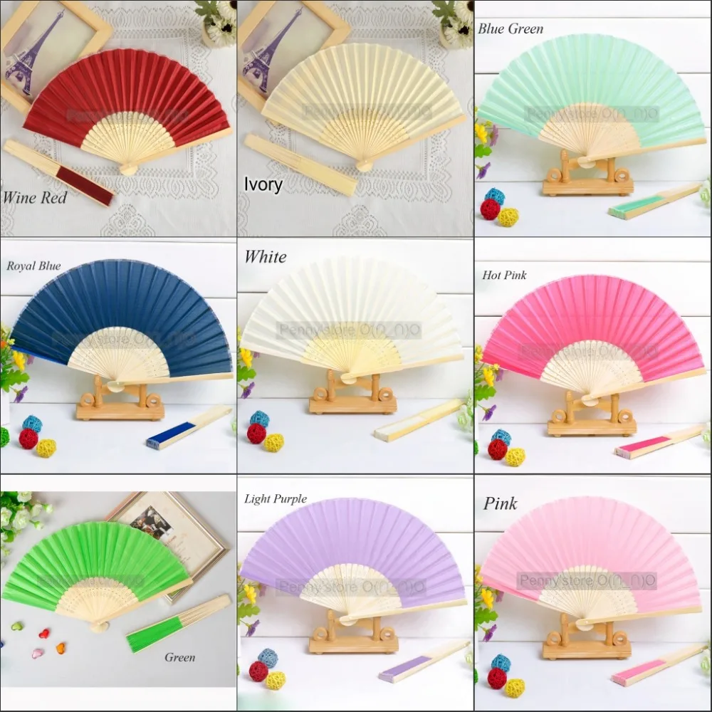 

30 Pieces Ladies Bamboo & Raw Silk Fan Hollow Out Hand Folding Fans Outdoor Dancing Wedding Party Favors Fan