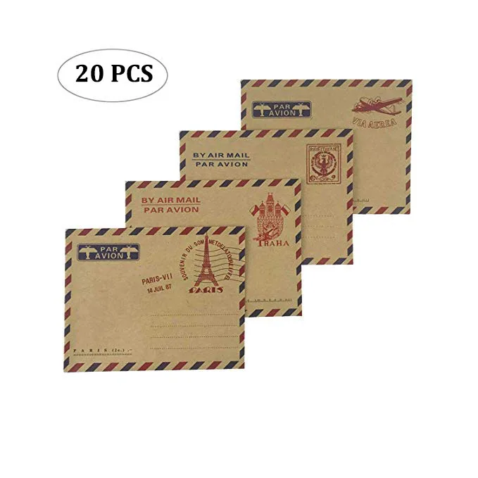 

20pcs/lot Mini lovely Envelopes Vintage Airmail Style Kraft Paper Envelopes for Invitation Letter Envelopes Card 4 designs