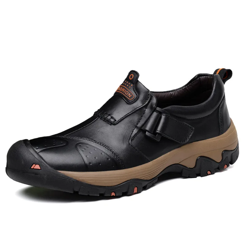 

Sneakers new autumn pure leather hiking shoes, outdoor antiskid and shock-absorbing men's shoes, free Oxford shoes bag.size38-46