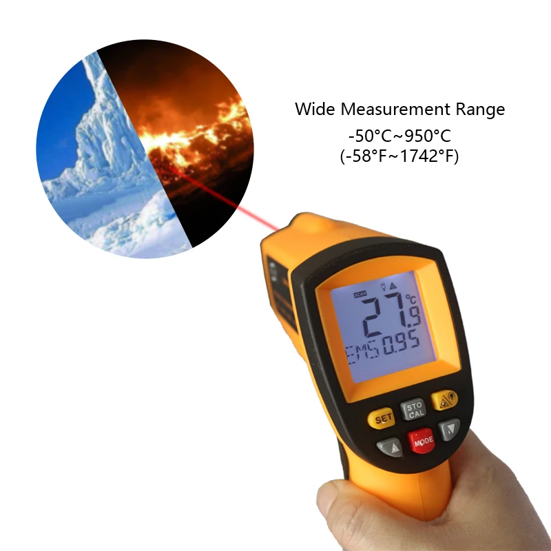 GHIXACTO цифровой пирометр ИК инфракрасный термометр-50~ 900C-58~ 1652F бесконтактный электронный измеритель температуры точечный Пистолет GM900