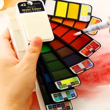 18~ 42 цвет гуашь Вода цвет ТВЕРДАЯ ВОДА Набор цветных кисточек с красками с водной краской кисти Портативный водный цвет пигмент художника товары для рукоделия