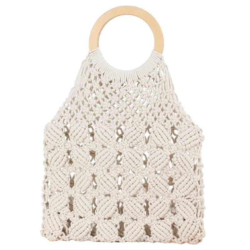 

Rattan Cotton Rope Hollow Straw Woven Beach Bag Without Lining Storage Bag Fashion Women'S Totes Fashion Shoulder Bags