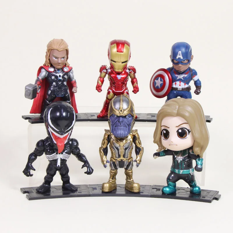 venom set Набор из 6 10 см игрушки Marvel Мстители 3 Бесконечность войны ПВХ Фигурки набор супер герой Человек-паук Капитан Америка фигура Халка - Цвет: venom set