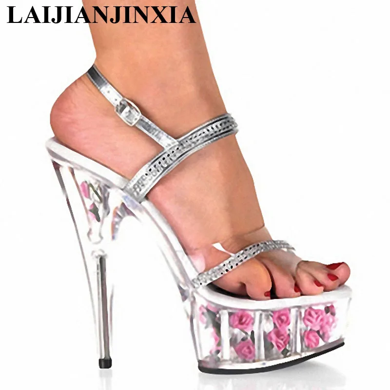 

LAIJIANJINXIA Sexy Women Wedding Shoes 15CM High Heels Sandals Strap Party Queen Shoes Dancing Shoes Open Toe Pole Dance Shoes