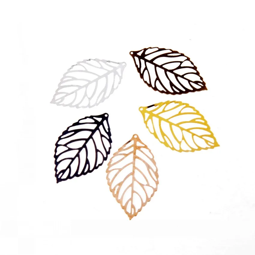 

Free shipping 50Pcs Filigree Leaf Metal Crafts Decoration DIY Findings 4.4x2.6cm