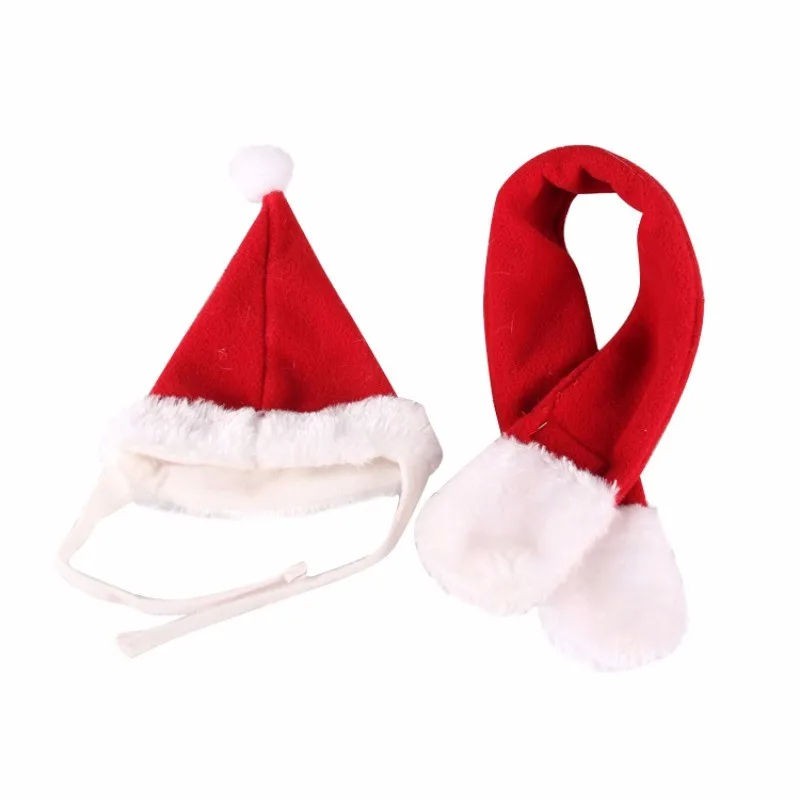Рождественская домашняя собака наборы шапка с шарфом зимние шапки для щенка кошка праздник аксессуары для животных принадлежности Рождество шляпа и шарф