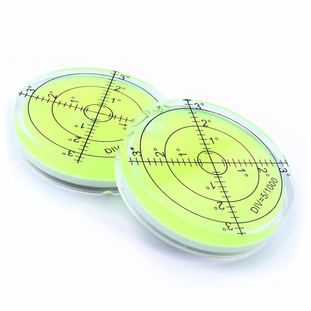 

2Pcs High Precision Spirit Level Bubble Diameter 60mm Round Green Bullseye Bubble Level for Angle Measurement Instrument Tool