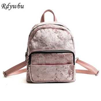 

Rdywbu Candy Color Faux Fur Backpack Fashion Soft Velour Small Travel Bag Winter Girl's Zipper School Bag Mochila Escolar B625