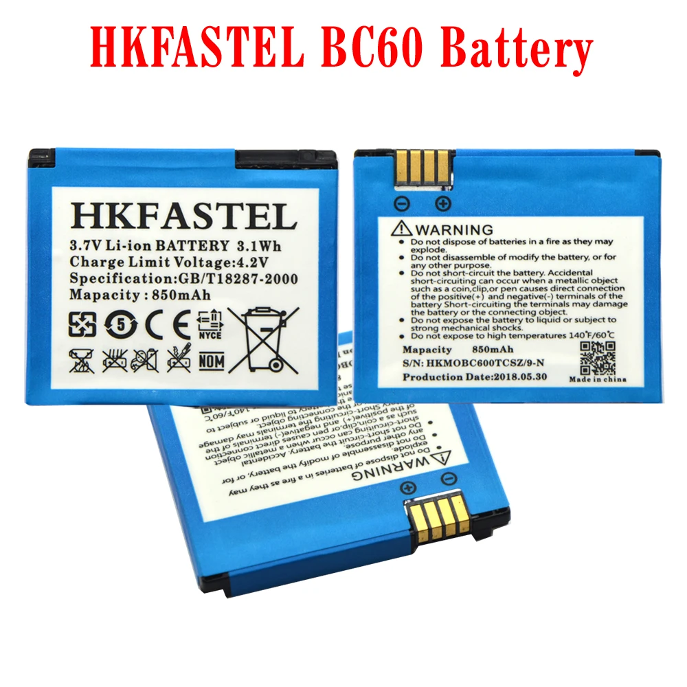 Новый аккумулятор HKFASTEL BC60 для сотового телефона Motorola A1600 EM30 EN200 V325 C257 C261 EM35 L7 L7C L7E