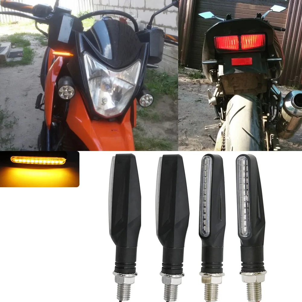 

12 Led Flowing Water lighting LED Motorcycle Front Rear Turn Signal Amber Lamp Indicators Blinker Flicker Light for Harley