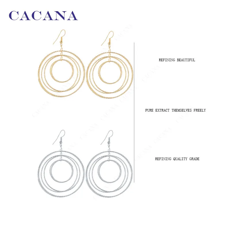 CACANA Dangle Long Earrings For Women Three Couples Round Bijouterie Hot Sale No.A556 A557
