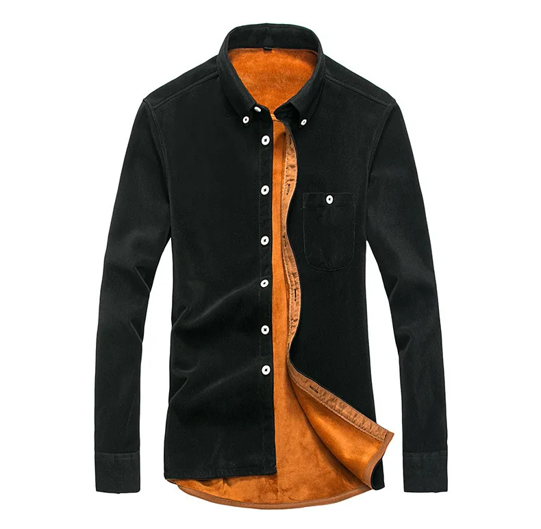 

2019 New Shirt Men Casual Shirts Winter Fleece Thick Warm Male Corduroy high-grade soft comfortable Shirts fashion top clothes